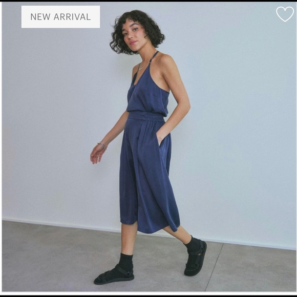 New $238 Lunya Washable Silk Wide Leg Crop Pant Set Pajamas in Deep Blue XS - Picture 6 of 14